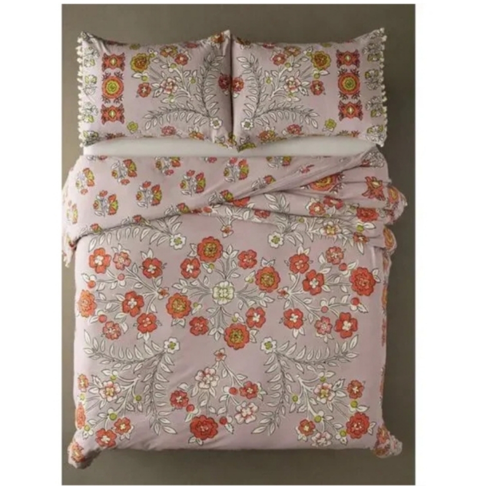 FINAL PRICE Delia UrbanOutfitters Duvet + Shams Set Boho Floral w/Fringe Tassels